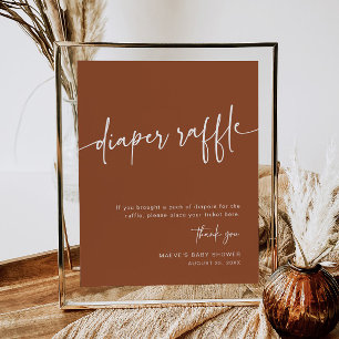 Boho Diaper Raffle Sign Minimal Modern Rust