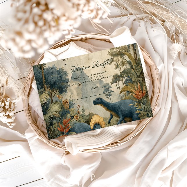 Boho Dino Baby Shower Diapper Raffle Enclosure Card (Creator Uploaded)