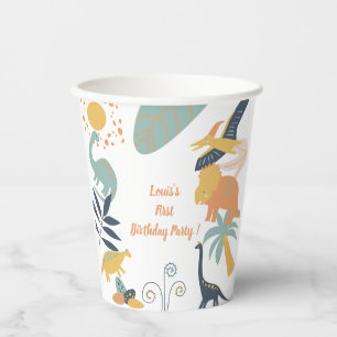 Boho Dinosaur Baby Birthday Party Paper Cups