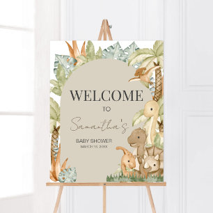 Boho Dinosaur Baby Shower Welcome Poster