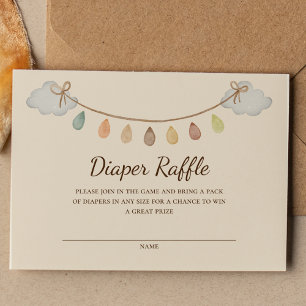 Boho Dinosaur Beige Baby Shower Diaper Raffle Enclosure Card