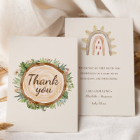 Boho Dinosaur Beige Baby Shower Thank You Card