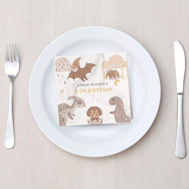 Boho Dinosaur Party Animals Kids Birthday Napkins (Creator Uploaded)
