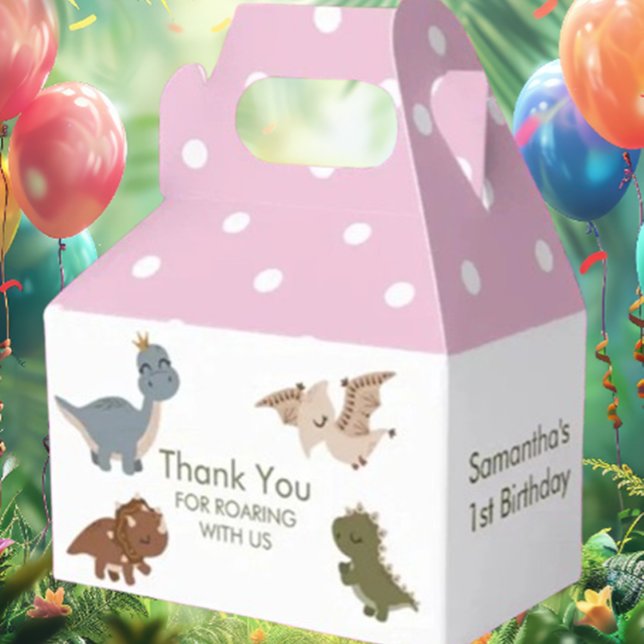  Boho Dinosaurs Pink Thank You Favour Box (Delight in the charm of our Boho Dinosaurs Pink Thank You Favor Box! )