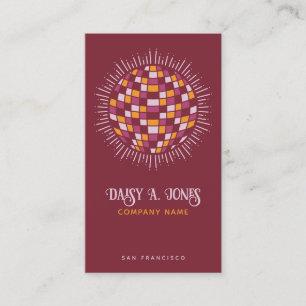 Boho Disco Ball Violet Red Business Card