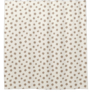 Boho Ditsy Neutral Floral Cottagecore Beige Taupe Shower Curtain