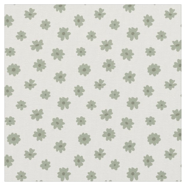 Boho Ditsy Sage Green Floral Dainty Tiny Girly Fabric (Close Up)