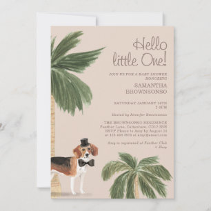 Boho Dog Boy Baby Shower Rustic Beagle beige Invitation
