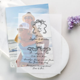 Boho Doodle Handwritten Retro Black Wedding Vellum Invitations