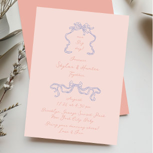 Boho Doodle Handwritten Retro Pastel Wedding Invitation