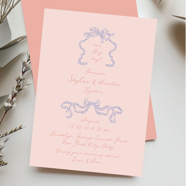 Boho Doodle Handwritten Retro Pastel Wedding Invitation (Creator Uploaded)