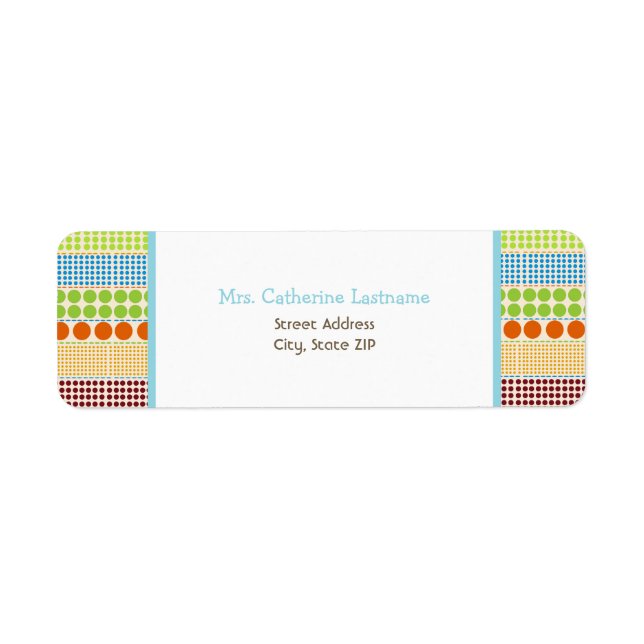 Boho Dots & Blue Address Label Sticker (Front)