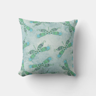 Boho Dragonflies in Blue Cushion