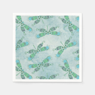 Boho Dragonflies in Blue Napkin