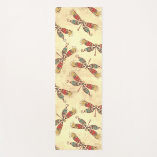 Boho Dragonflies in Sepia Yoga Mat