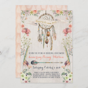 Boho Dream Catcher Bridal Shower Invitations