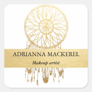Boho Dream Catcher Faux Gold Foil Modern Classy Square Sticker