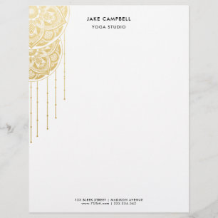 Boho Dream Catcher Mandala Gold Yoga Studio Custom Letterhead