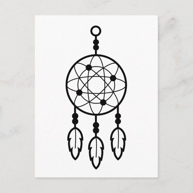 Boho  Dream Catcher Native American Tribal Black Postcard (Front)
