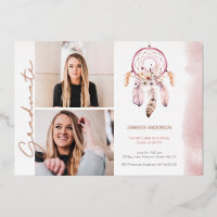 Boho Dream Catcher Rose Script Photo Graduation