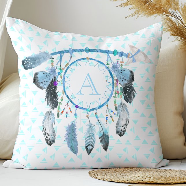 Boho Dream Catcher Tribal Monogram Cushion (Creator Uploaded)