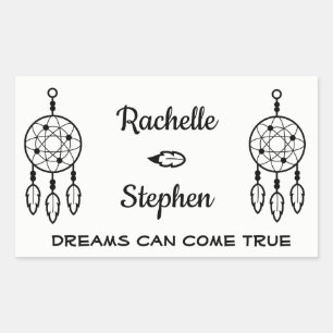 Boho Dream Catcher Wedding Engagement Rectangular Sticker