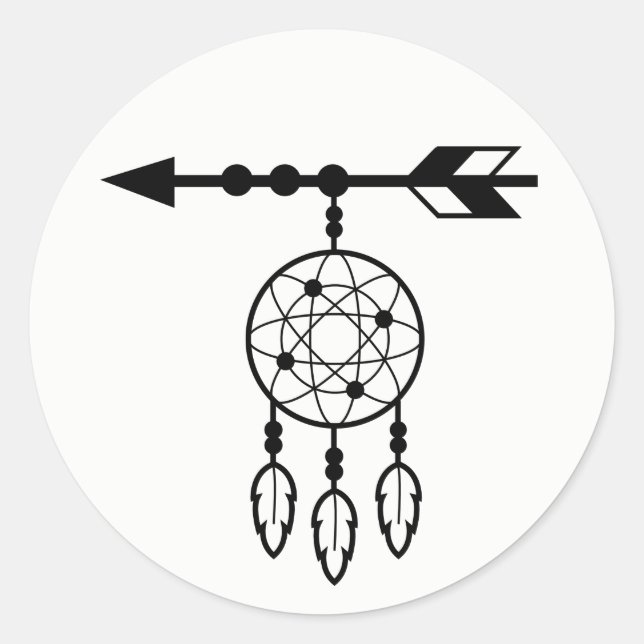 Boho Dream Catcher, Wedding Native American Tribal Classic Round Sticker (Front)