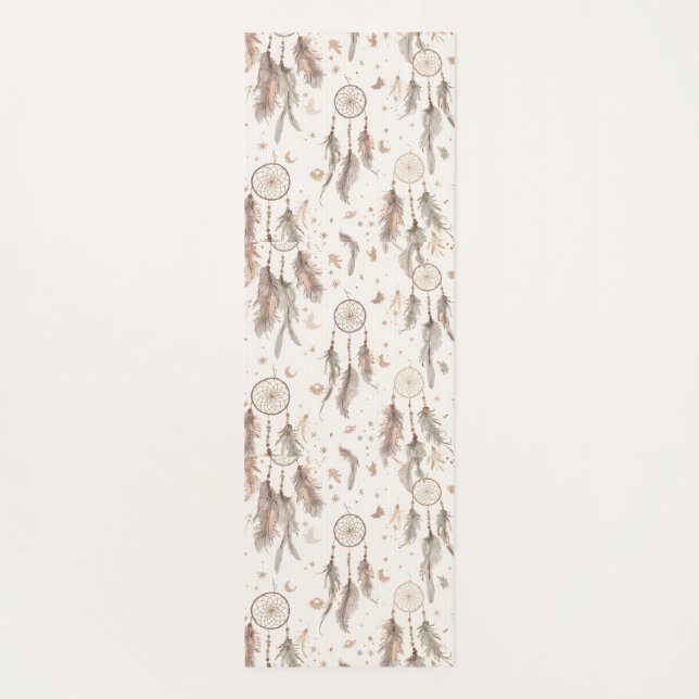Boho Dream Catcher Yoga Mat Ethereal Feathers (Back)