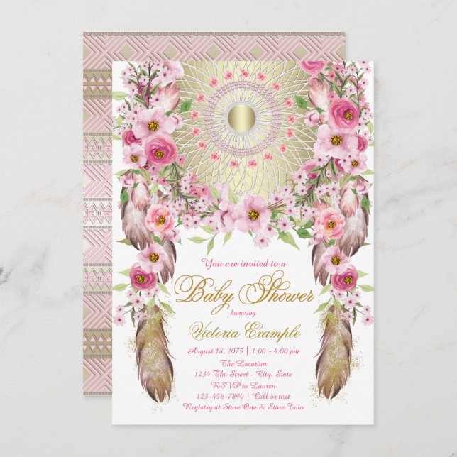 Boho Dreamcatcher Baby Shower Invitations (Front/Back)