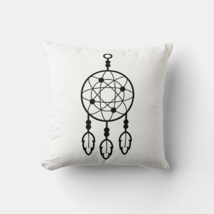 Boho Dreamcatcher Black Tribal Native American Cushion