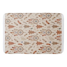 Boho Dreamcatcher Christmas Bath Mat Rustic Holida