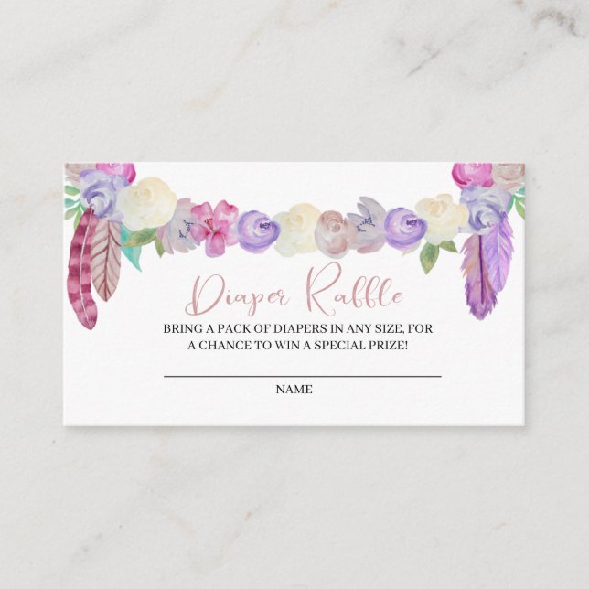 Boho Dreamcatcher Diaper Raffle Enclosure Card (Front)