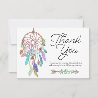 Boho Dreamcatcher Dusky Thank You Card