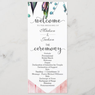 Boho Dreamcatcher & Feathers Pink Wedding Program Programme