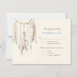 Boho Dreamcatcher Meal Choice Wedding RSVP Card