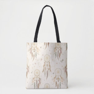 Boho Dreamcatcher Tote Bag Ethereal Feathers