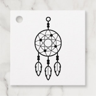 Boho Dreamcatcher Tribal Wedding Black Native Favour Tags