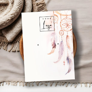 Boho Dreamcatcher Watercolor Earring Display Logo Business Card