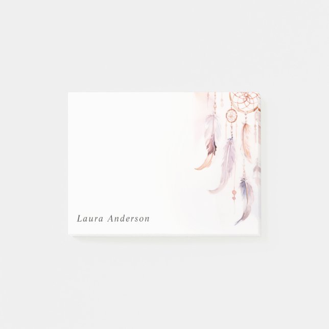 Boho Dreamcatcher Watercolor Lilac Blush Peach Post-it Notes (Front)