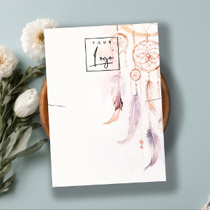 Boho Dreamcatcher Watercolor Necklace Display Logo Business Card