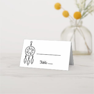 Boho Dreamcatcher Wedding Black Native American Place Card