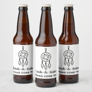 Boho Dreamcatcher Wedding Bridal Shower Tribal Beer Bottle Label