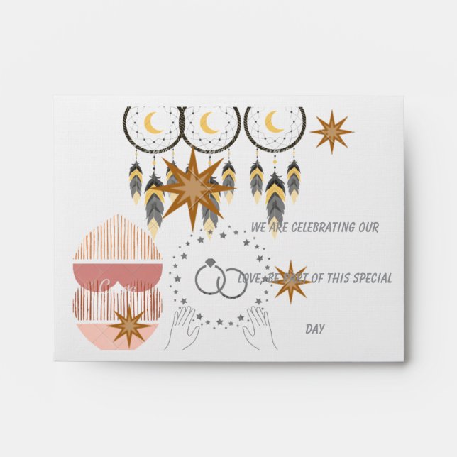 Boho Dreamcatcher Wedding Envelope – MystiEnvelope (Front)