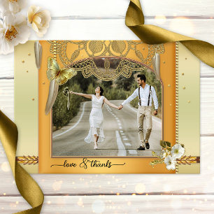 Boho Dreamcatcher Wedding Photo Love Thanks Card