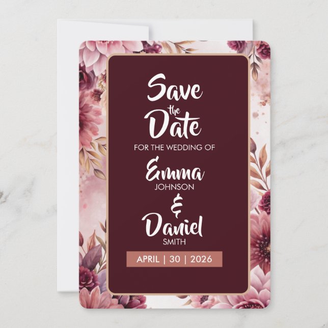 Boho Dreams Floral Elegance Save the Date Card (Front)