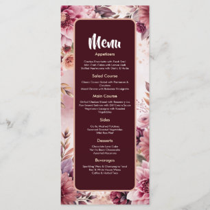Boho Dreams Floral Elegance Wedding Menu Card