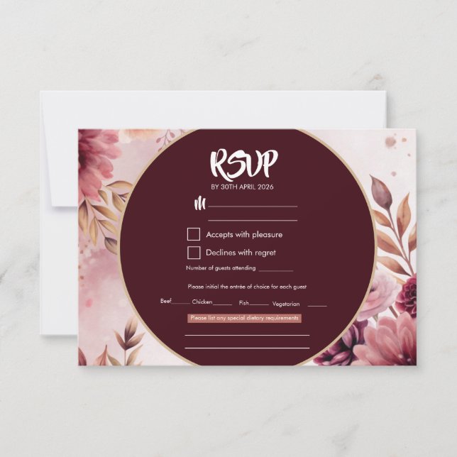 Boho Dreams Floral Elegance Wedding RSVP Card (Front)