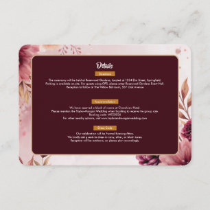 Boho Dreams Wedding Details Card with Floral