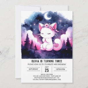 Boho Dreamy Cat Birthday Invitation