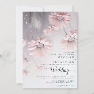 Boho Dreamy Pink Daisies Invitation